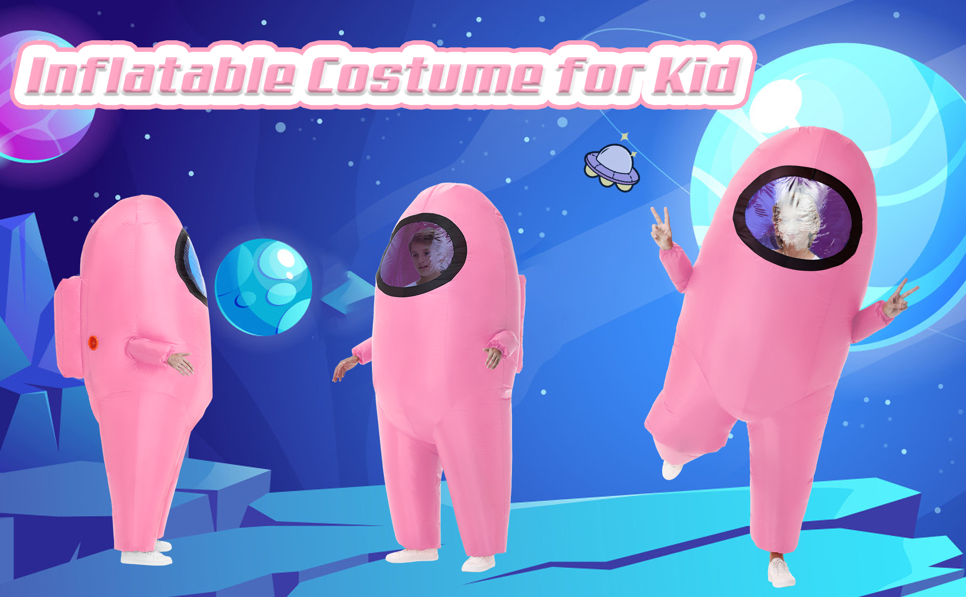 Disfraz inflable espacial para niños miniatura 7