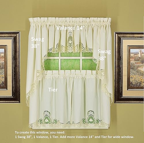 Miniatura 4 de Today's Curtain Annabelle Cenefa de macramé de 14 pulgadas, color crudo, 60 pulgadas de ancho x 14 pulgadas de largo