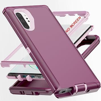 for Note 10+ Case,[Military Grade] 3 in 1 Heavy Duty Full Body Shockproof Protection Phone Case for Samsung Galaxy Note 10 Plus 6.8 inch,Pink+Wine Red