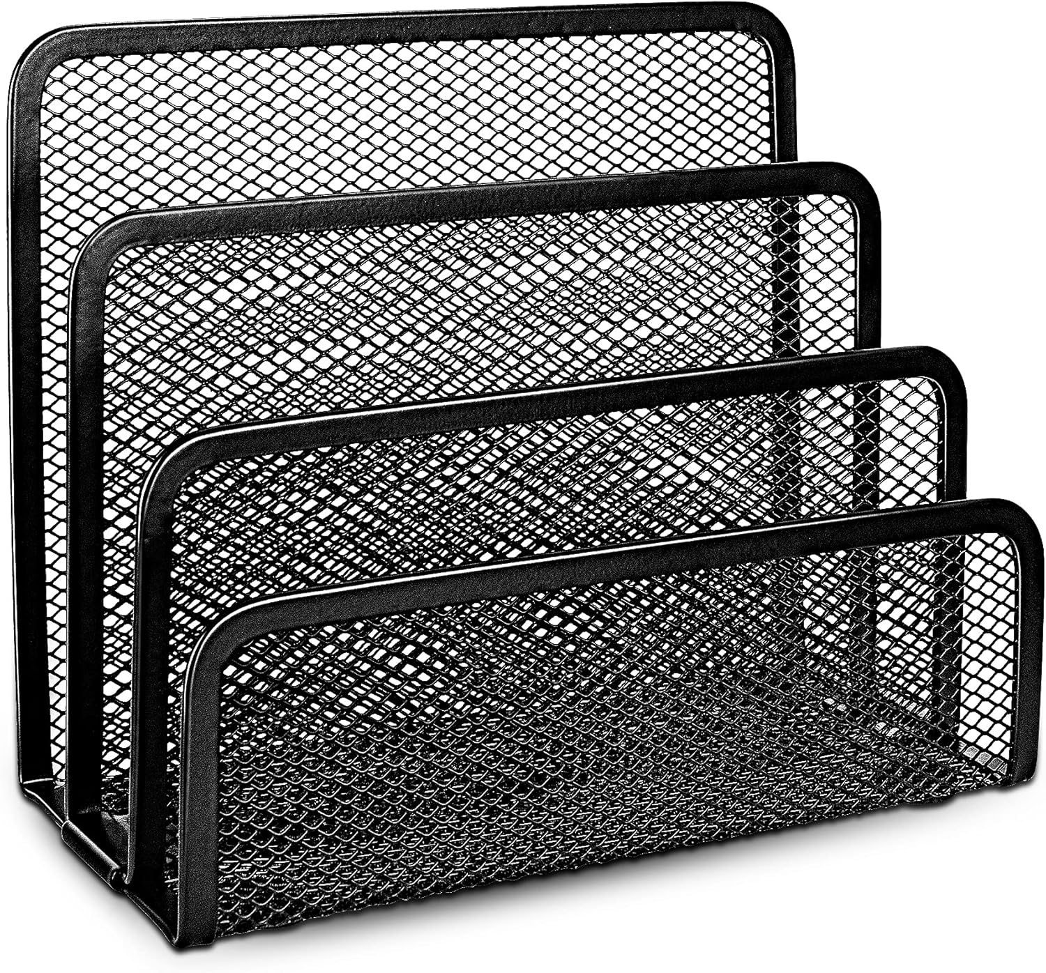  Basics Mail Organizer Letter Holder for Desk, Metal Mesh with 3 Vertical Compartments, 2 Pack : Office Products