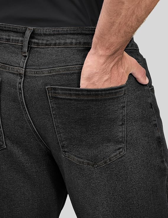 Men's Regular Fit Stretch Jeans Casual Straight Leg Denim Pants