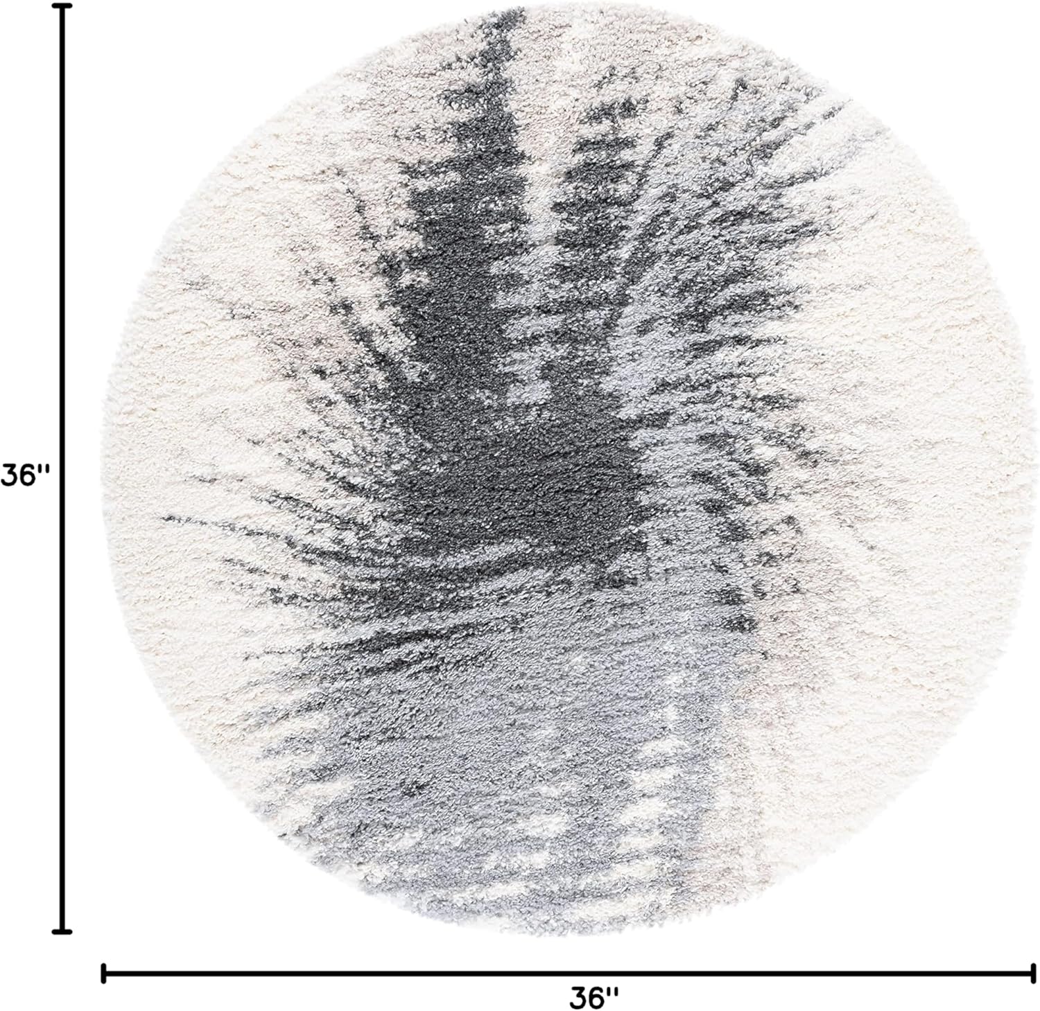 SAFAVIEH Fontana Shag Collection Area Rug - 3' Round, Grey & Ivory, Modern Abstract Design, Non-Shedding & Easy Care, 2-inch Thick Ideal for High Traffic Areas in Living Room, Bedroom (FNT894F)