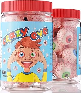 Gummy Candy - 30 mm Large Jelly Filled Gummies - Crazy Eye Gummy Candies - 17 Pcs Individually Wrapped Candy Eyeballs - Ha...