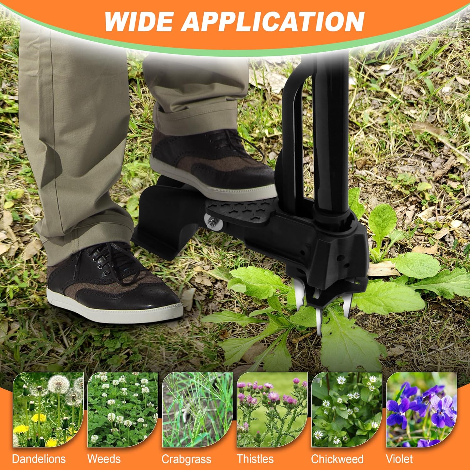 Weed Puller Tool, 39" Heavy Duty Gardening Stand-Up Weeder Puller, Ergonomic Long Handle, 3 High-Strength Stainless Steel Claws for Lawn Garden