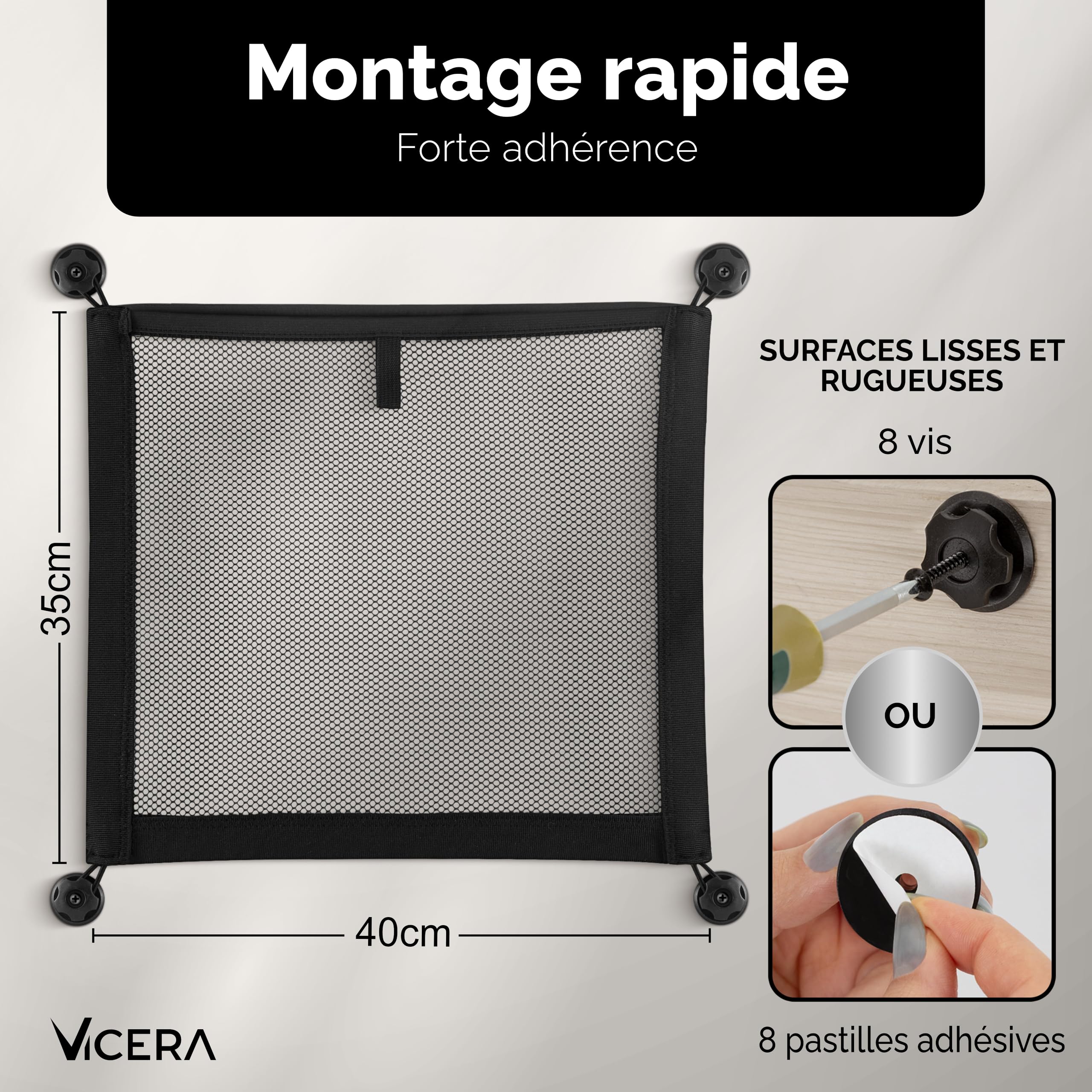 Vicera Filet de Rangement - Filet à Bagages- Organisateur pour Camping-Cars, campeurs, Bateaux, ménage Set de 2 pièces Noir