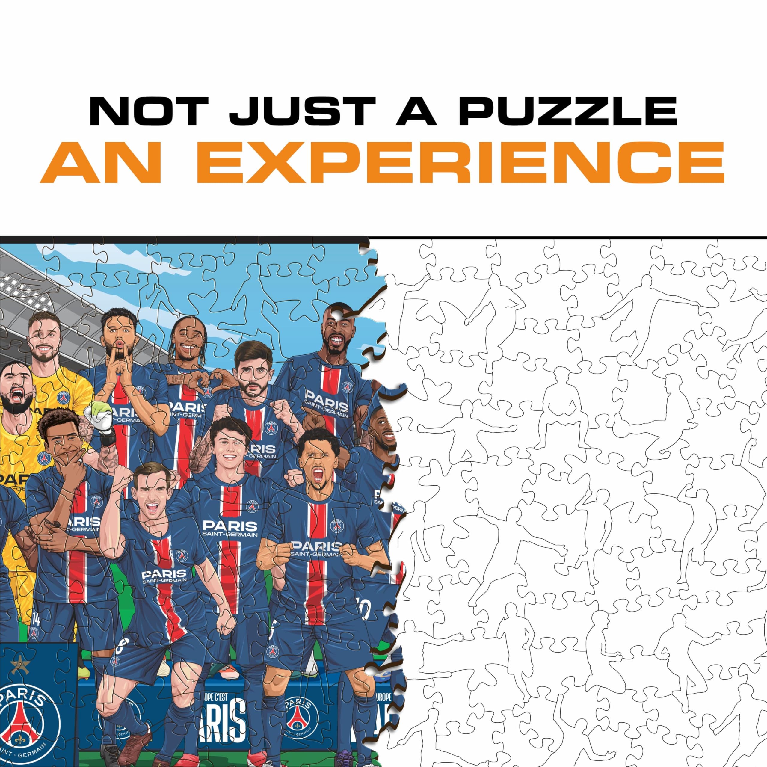 Iconic Puzzles - PSG Treble Winners Team 2024/25, oficjalnie licencjonowane drewniane puzzle, w 100% trwałe, prezenty dla dorosłych i dzieci, rozmiar M, 270 szt