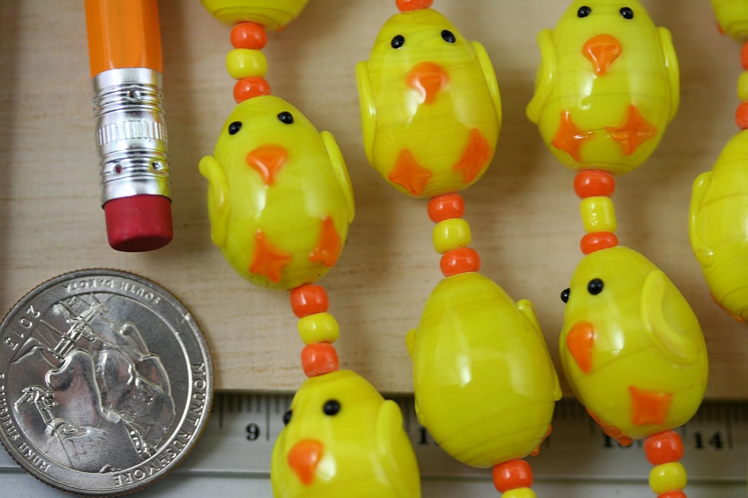 Easter Handmade Chicks Lampwork Glass Beads (12 Beads Pack)