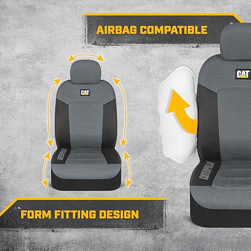 Miniatura 52 de CAT Flexfit Funda de asiento trasero negra para automóvil, SUV y camión - Material de lona duradero Fundas de asiento trasero de coche 60/40 Negro