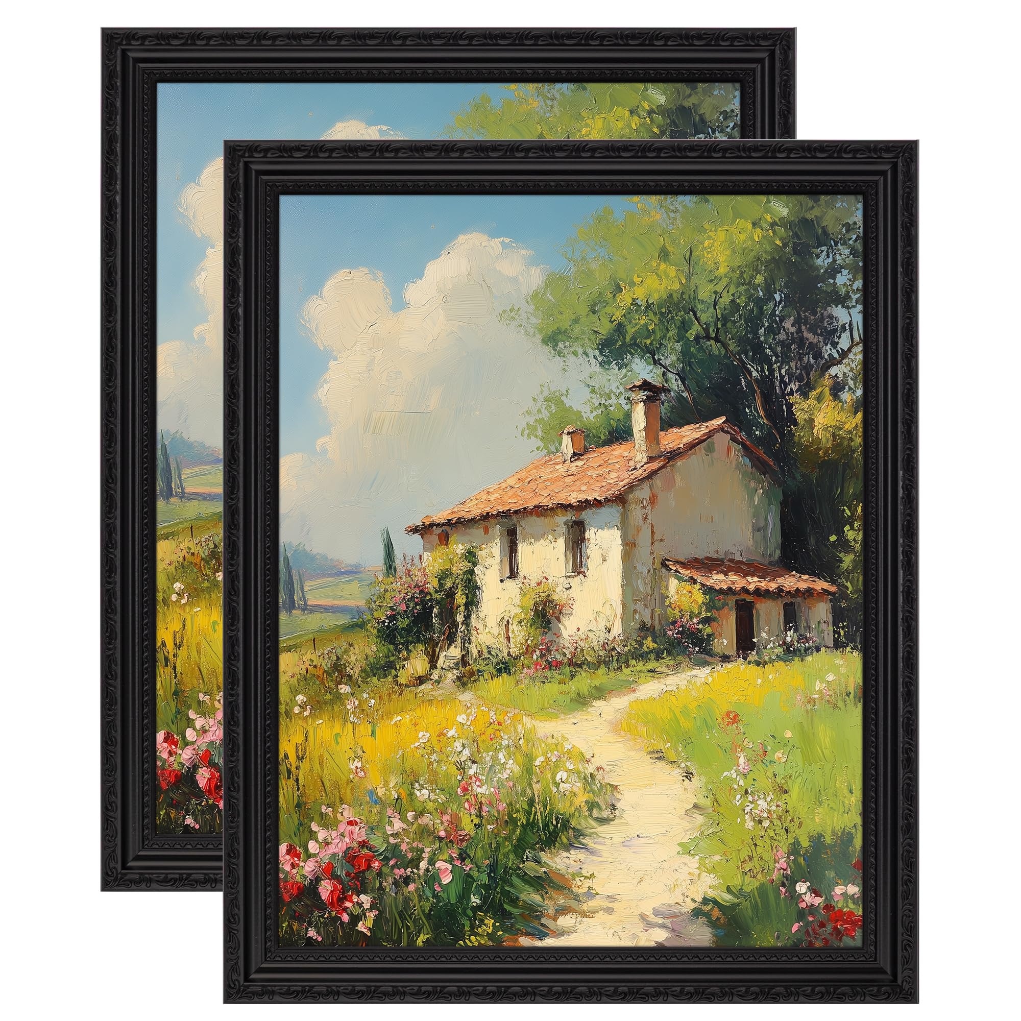eletecpro 11x14 Vintage Picture Frame, Glass Cover, Black, 2-Pack