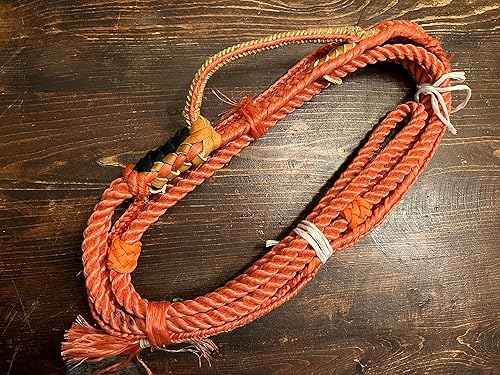 Cuerda de becerro de poliéster rojo - 9x7 mano derecha 5/8" x 5/8" suave - EPT Bull Ropes Riding Rope 10'