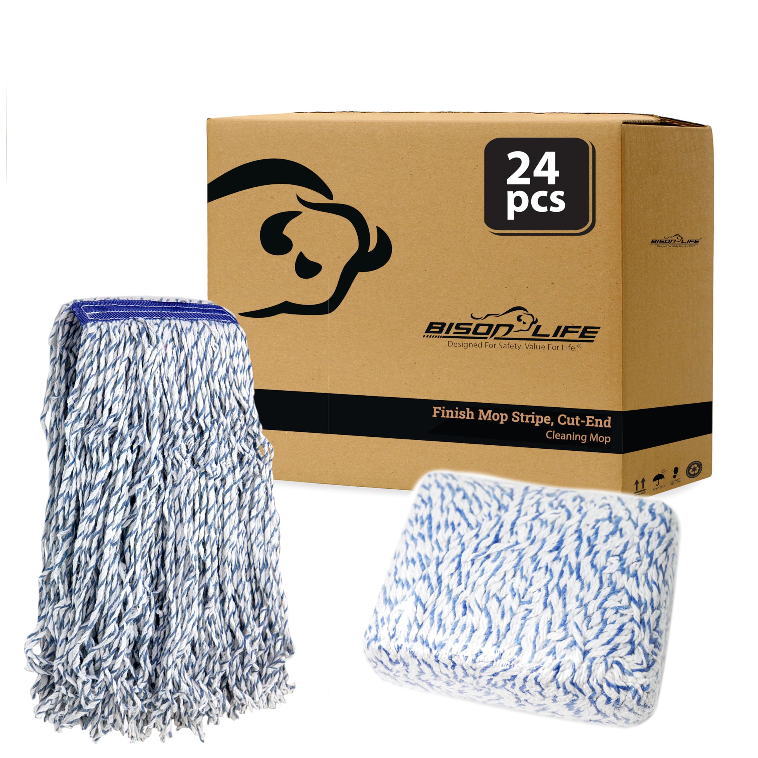 KLEEN Handler - Mopa con acabado de corte microbial Nano | 1.25 pulgadas, diadema universal, caja de 24