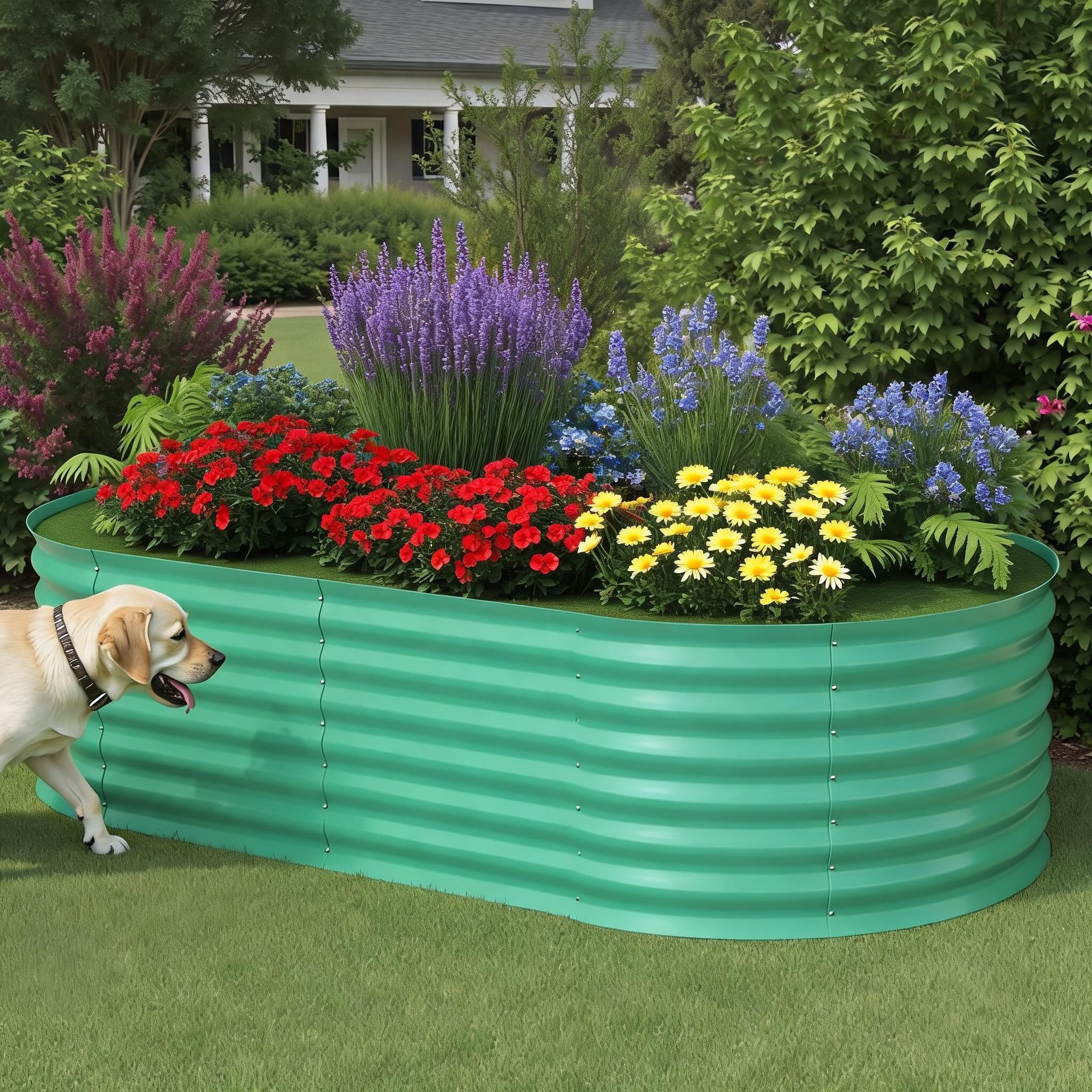 Cachpib Raised Garden Bed, Galvanized Steel Outdoor Planter Box, Bottomless Raised Bed for Growing Outdoor Plants, Vegetables, Flowers and Herbs