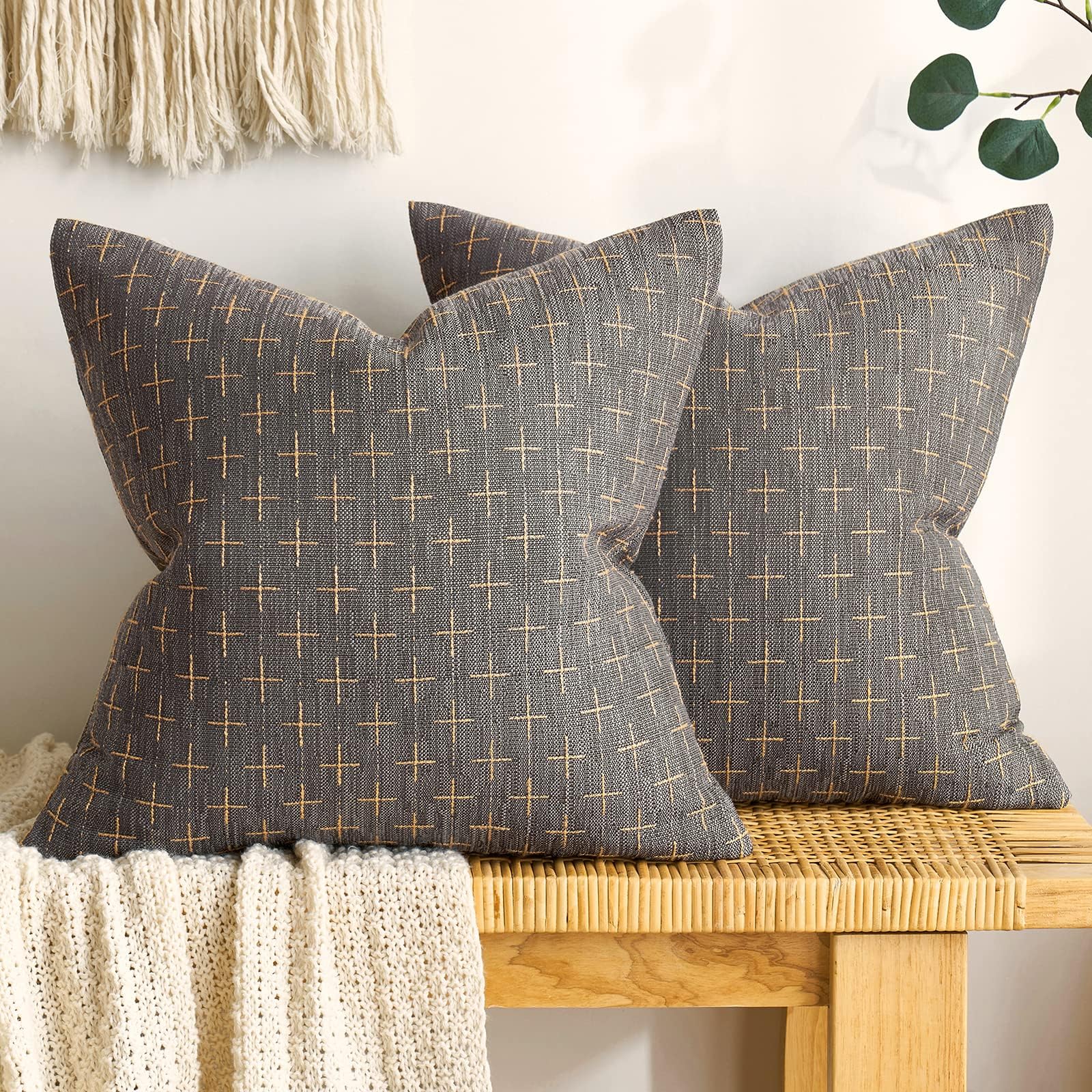 Amazon.com: Charcoal Ticking Stripe Throw Pillows Farm House Pillows ...
