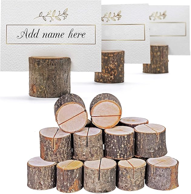 THE TWIDDLERS - 50 Pine Wood Rustic Table Place Card Name Holders for Weddings & Events