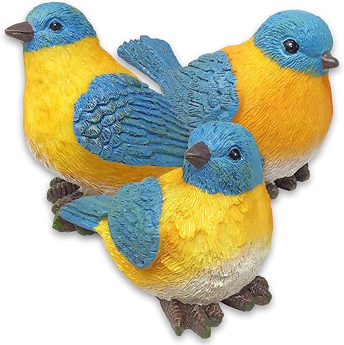 BANBERRY DESIGNS Juego de figuras de pájaro azul de 3 estilos de 4 pulgadas de alto