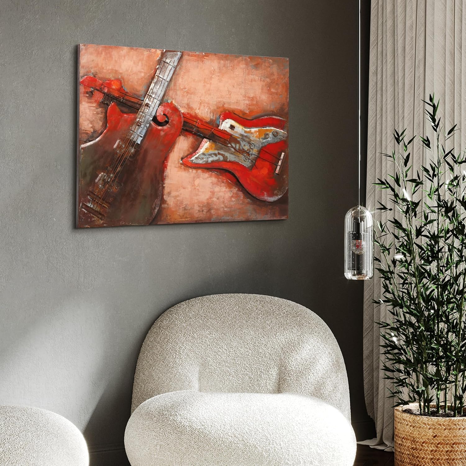 Empire Art Direct Acustica Mixed Media Iron Sculpture Hand Painted Dimensional Wall Art, Ready to Hang, 30" x 40" x 3.2"