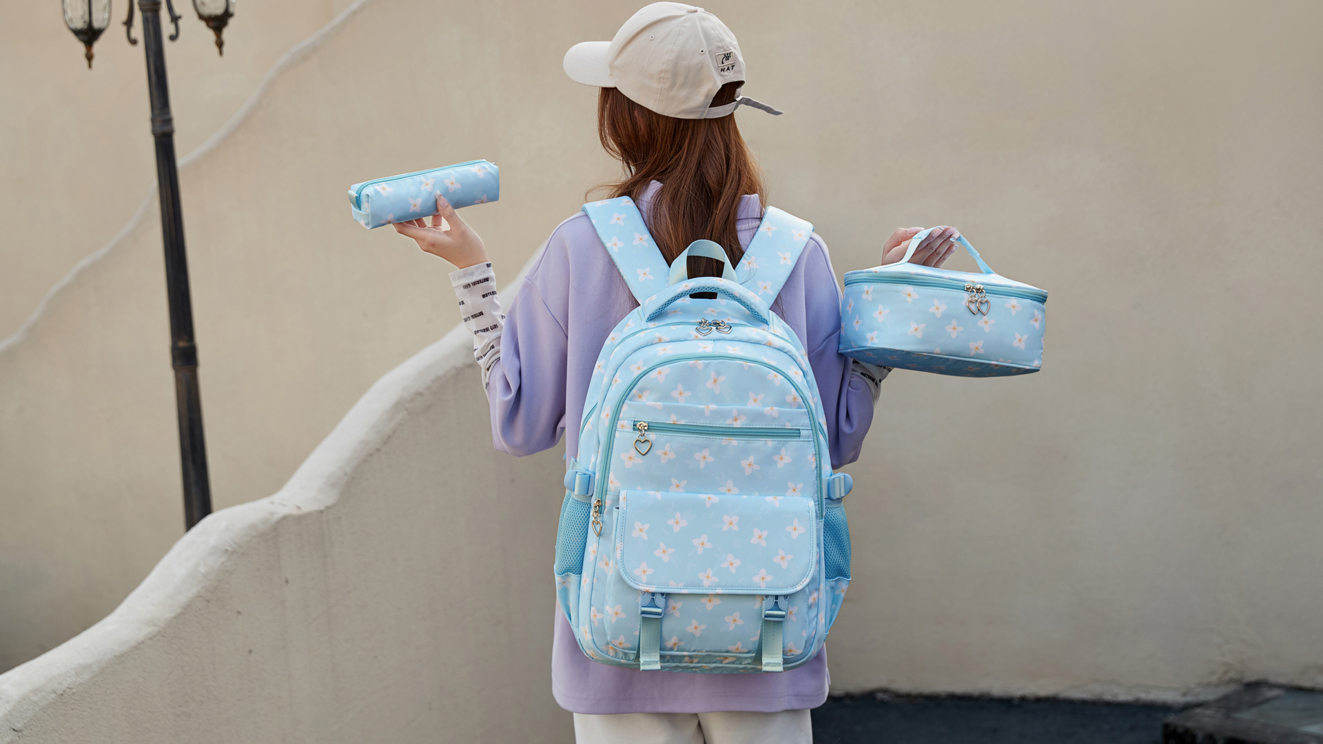 Women Backpack with Free Gift Multiple Using Women Grid Backpacks Female School Purple Girls Backpack: Elementary & Middle School Bag main image 2