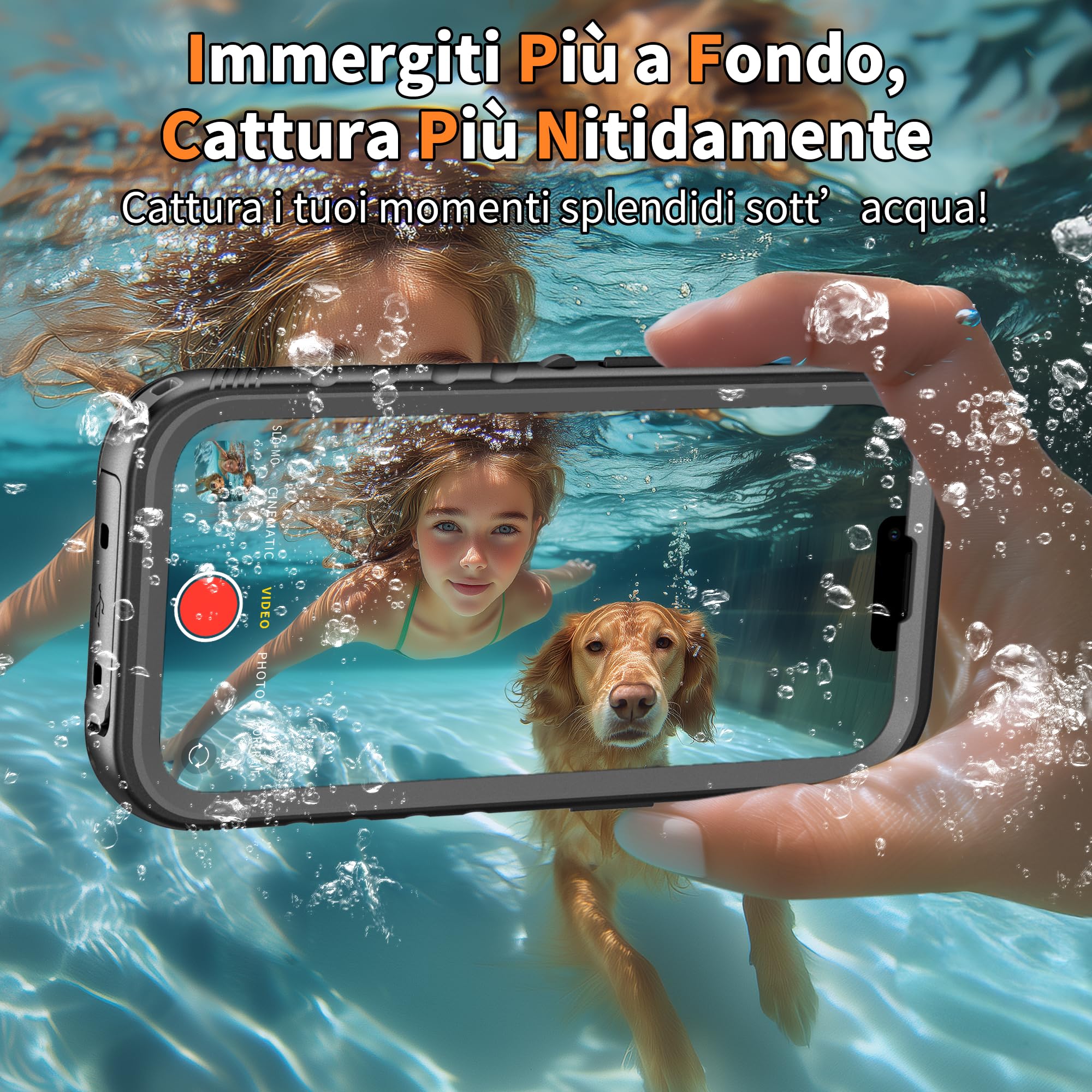 Cozycase Cover TOP 360 Antiurto IP68 Impermeabile Per iPhone 13 | Magnetica Per Magsafe, Rugged Militare, Subacquea Waterproof Case Anti Urto Resistente Antipolvere, Custodia Integrale. Nero