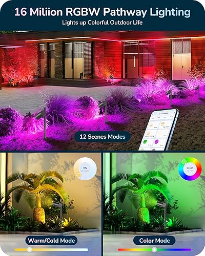 Miniatura 2 de EDISHINE Iluminación inteligente de paisaje de bajo voltaje, foco de paisaje al aire libre de 300 lúmenes, RGBW IP67 impermeable 12 V, control de