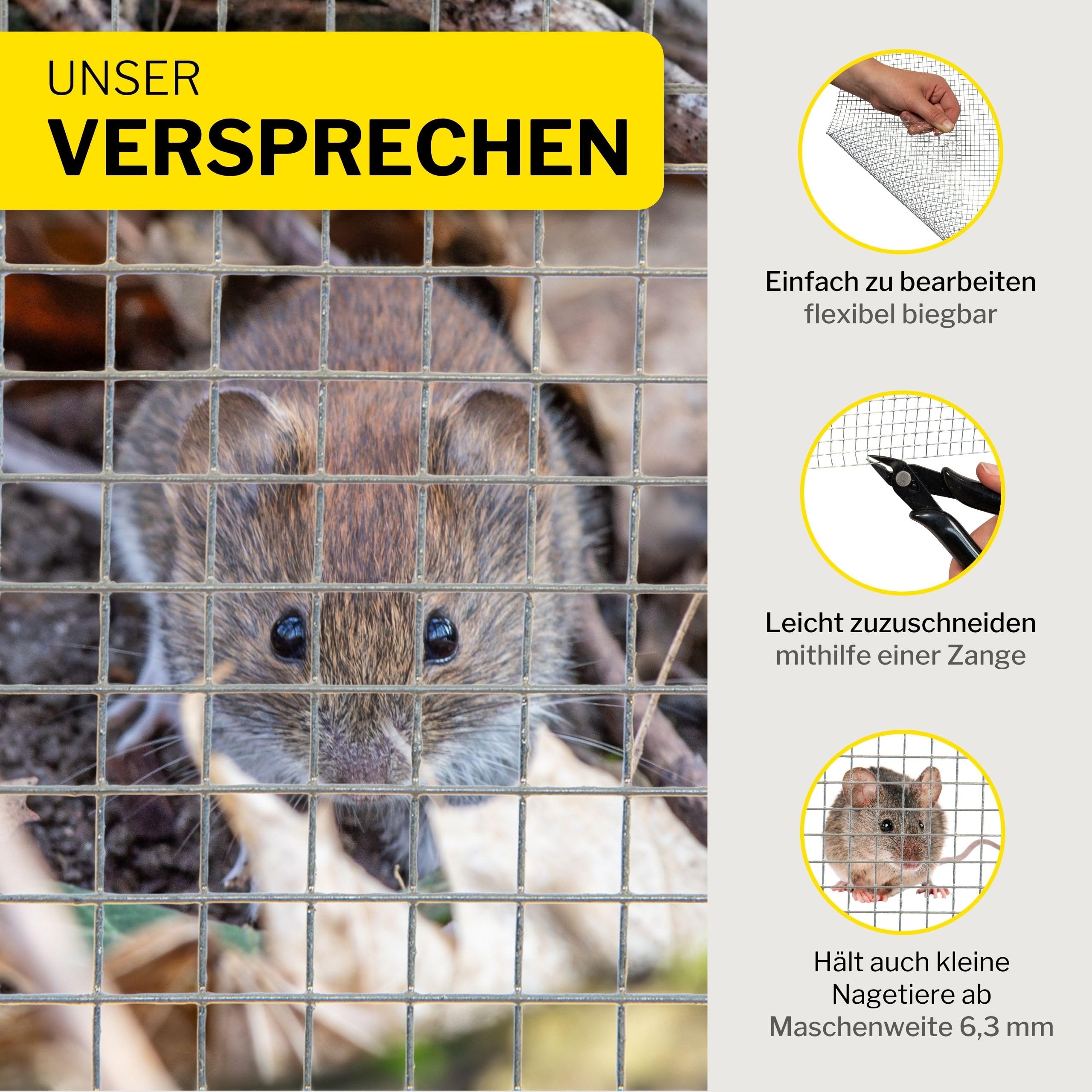 horizont Wühlmausgitter - 1 x 5 m - Maschenweite 6,3 mm - verzinkt - Drahtgitter feinmaschig, Volierendraht, Maulwurfgitter, Kaninchendraht, Vogelschutzgitter, Hasendraht, Maschendrahtzaun