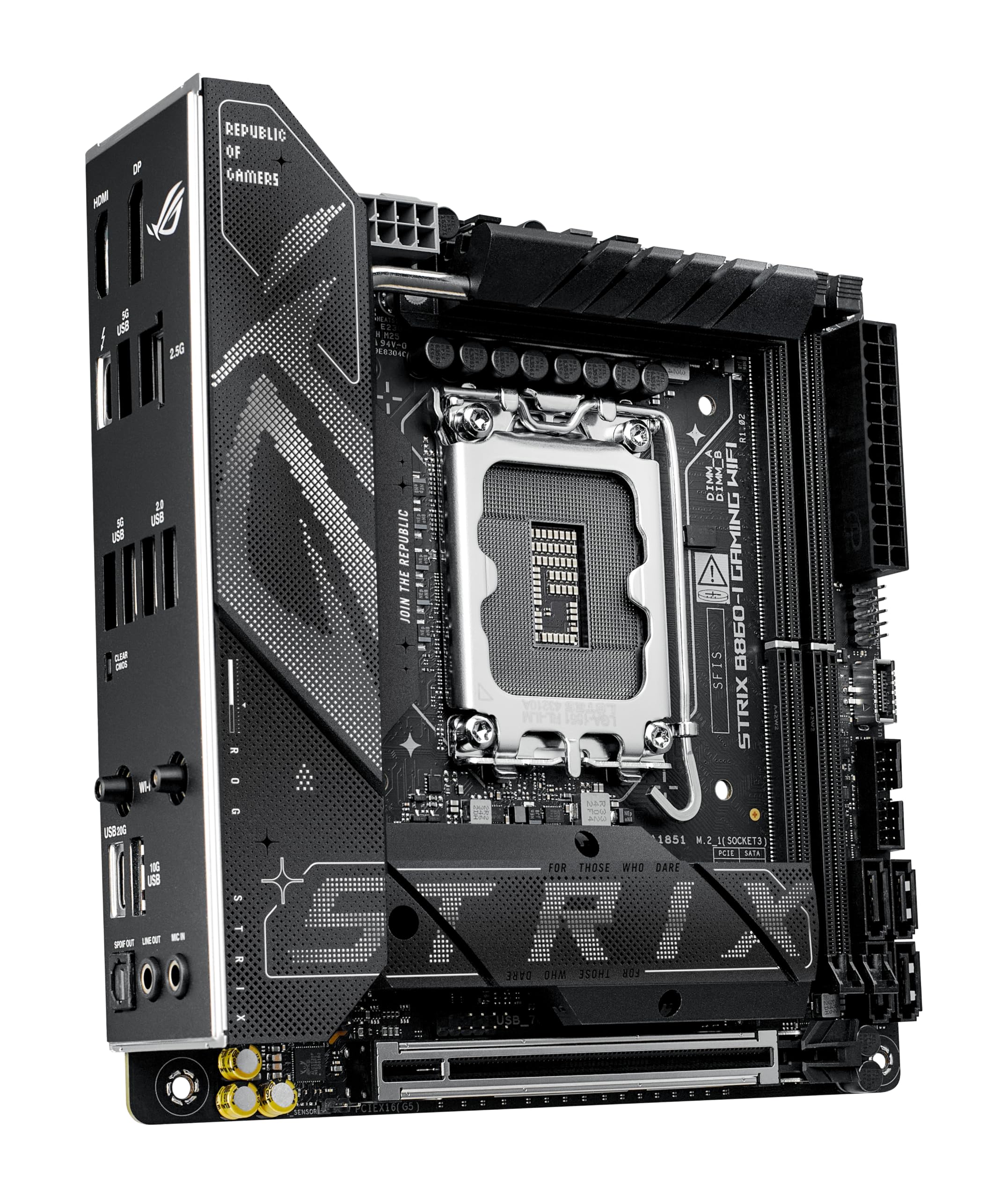 ASUS ROG Strix B760-I Gaming WiFi Mainboard Sockel Intel LGA 1700 (Intel B760, Mini ITX, DDR5 Speicher, WiFi 6E, PCIe 5.0, 2X PCIe 4.0 M.2, Aura Sync)