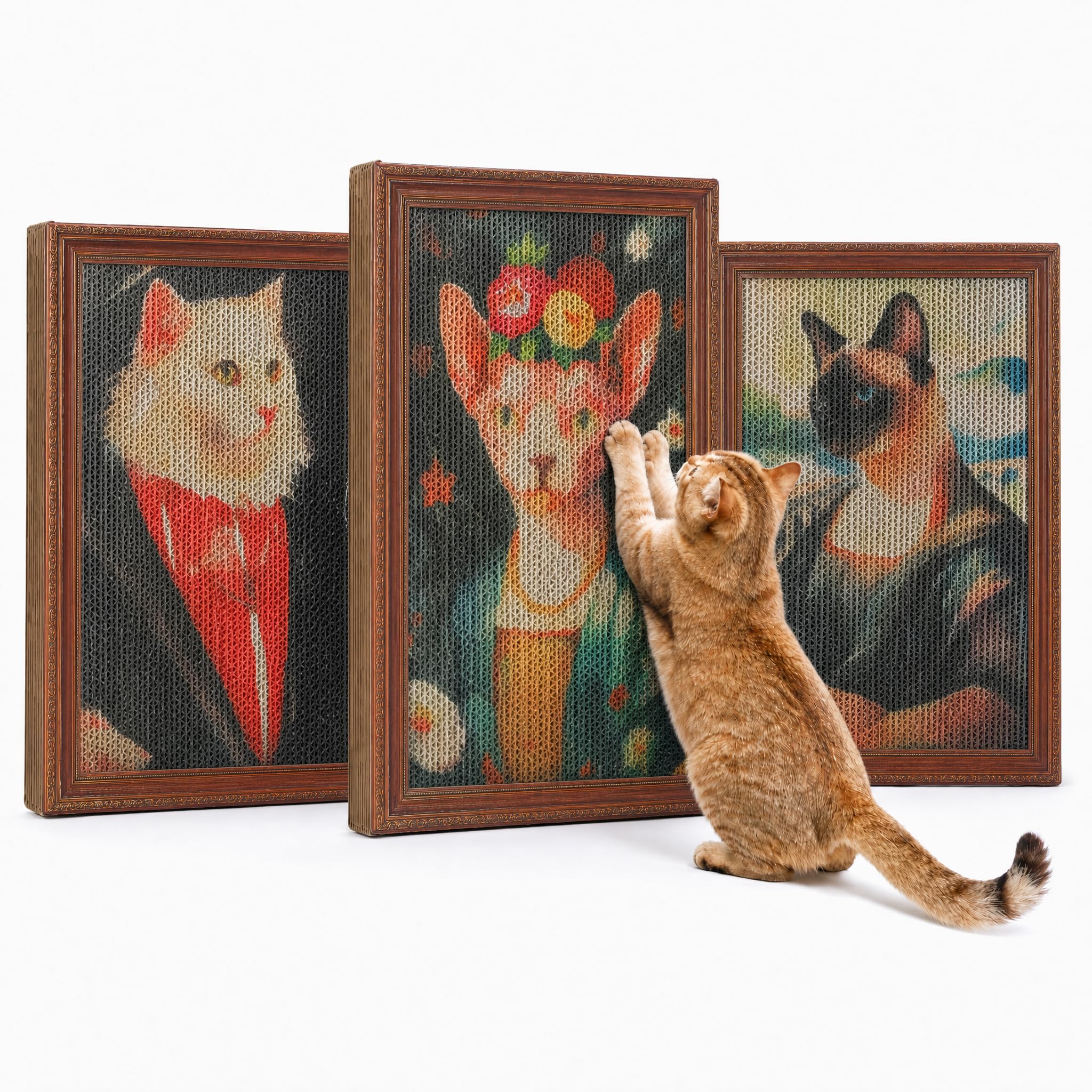 MUTTROS Art Cat Scratcher, 3 Pack Cardboard Cat Wall Scratcher Board