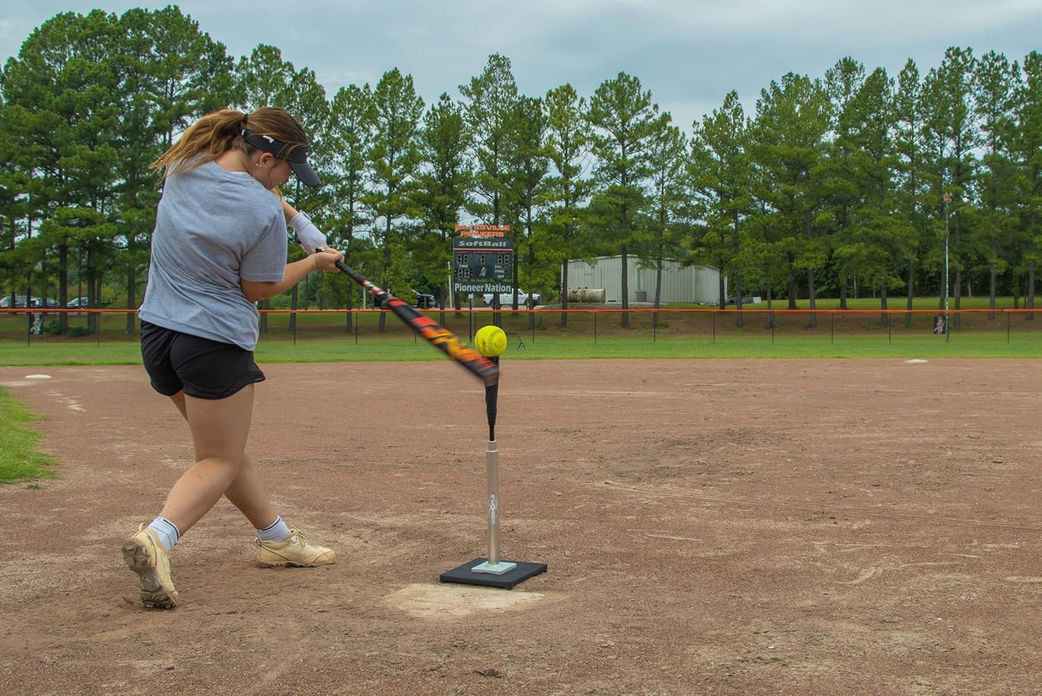 Web Flex® Adjustable Batting Tee for Baseball & Softball, Ultra-Flexible Rubber Top with Adjustable Telescoping Aluminum Stem (25"-45"), Durable Steel Base, Portable & Easy Setup Training Tee Silver