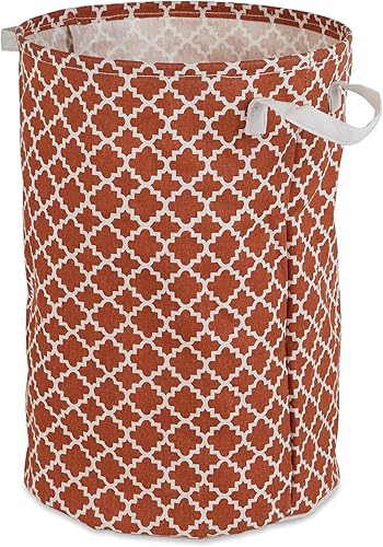 DII Laundy Collection, cubo plegable recubierto de polietileno, celosía de canela, canasta para ropa sucia