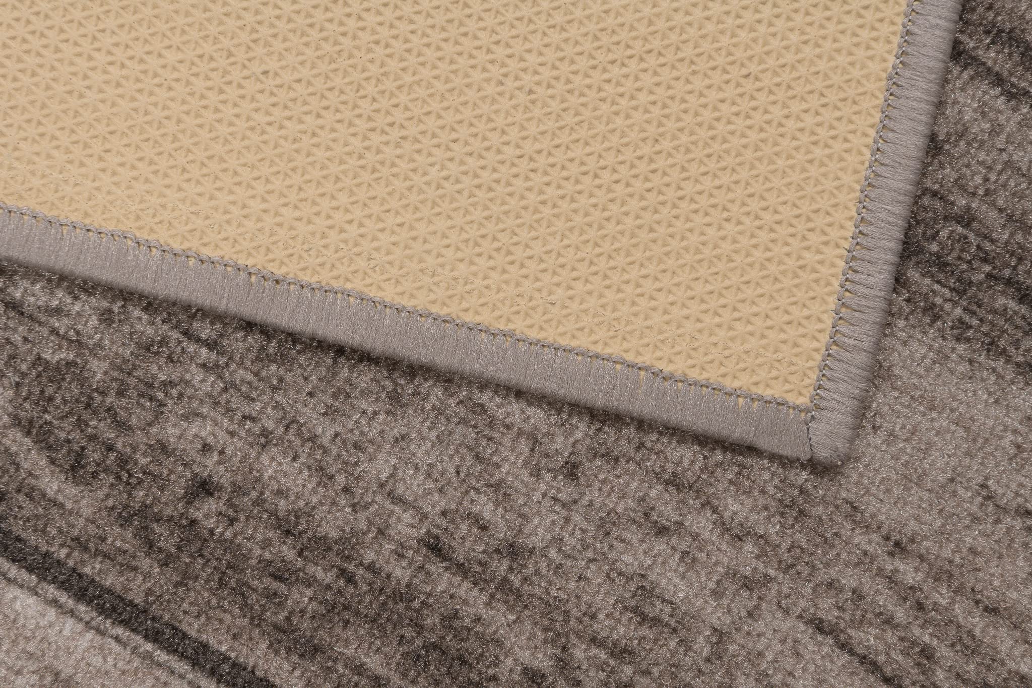 TAPISO Antidérapant Tapis Couloir Long Tapis au Mètre Tapis de Passage Poils Ras Tapis Entrée Cuisine Évier Chambre Escaliers Moderne Beige Marron Abstrait Bordé 100 x 460 cm
