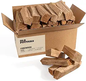 Old Potters Lenha seca em forno (25 a 30 toras), toras de cozinha, mini toras de fumar para grelhas, defumadores, fornos de pizza, 8 a 9 kg (carvalho vermelho)