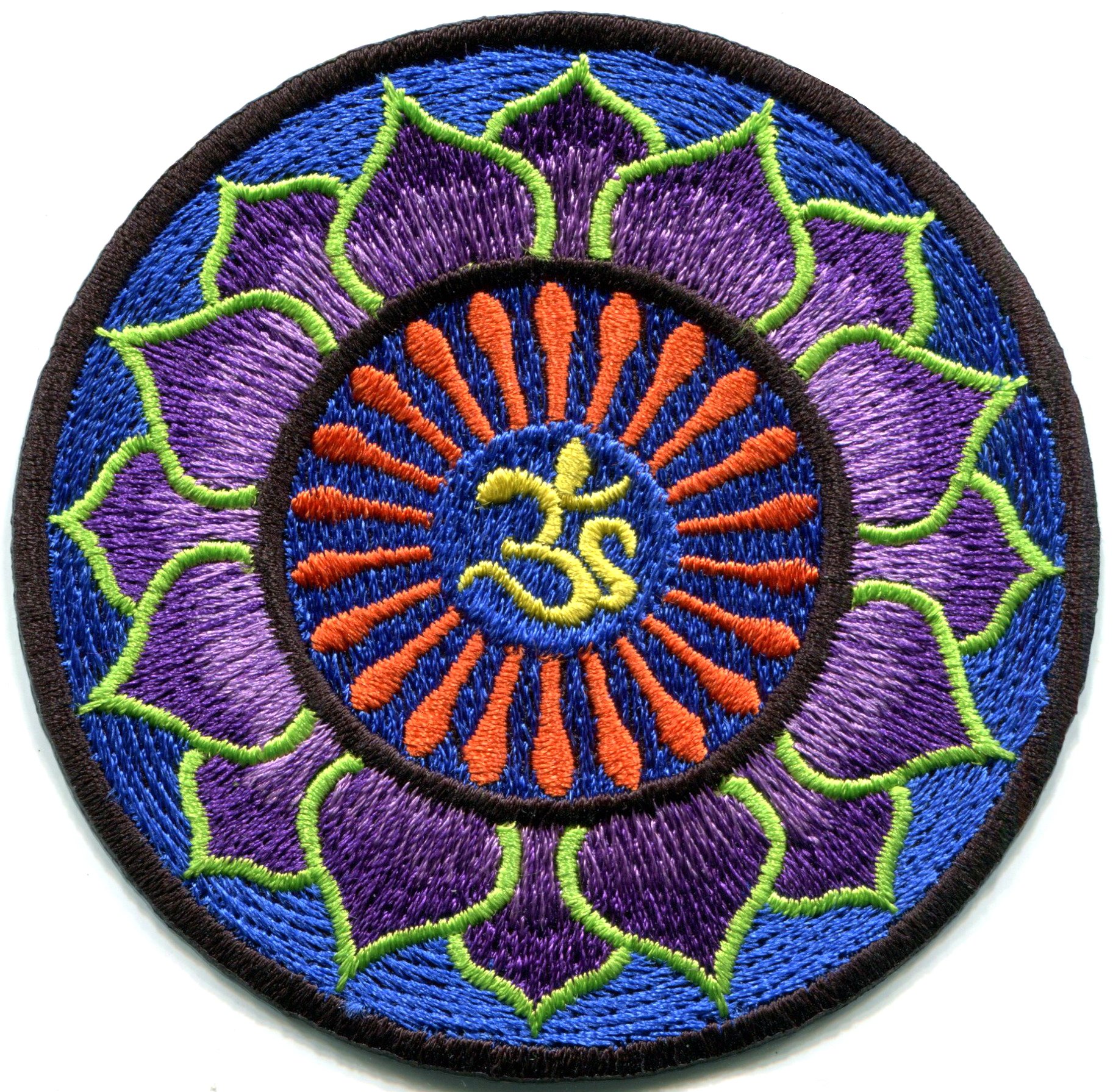 Hindu aum om Lotus Hindi Indian Yoga Peace Trance Embroidered Applique Iron-on Patch G-60
