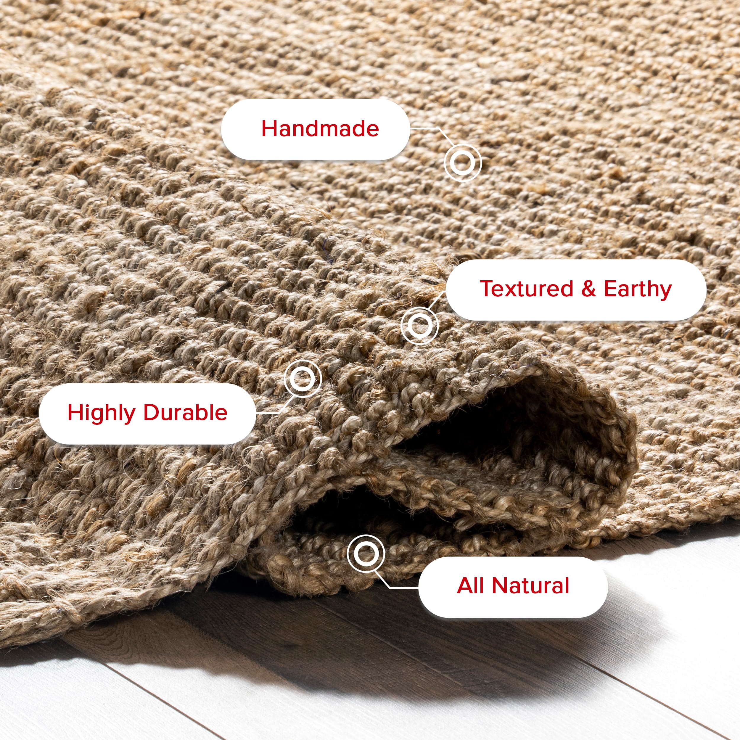 nuLOOM Natura Collection Chunky Loop Jute Teppich Natürlich 5' x 7