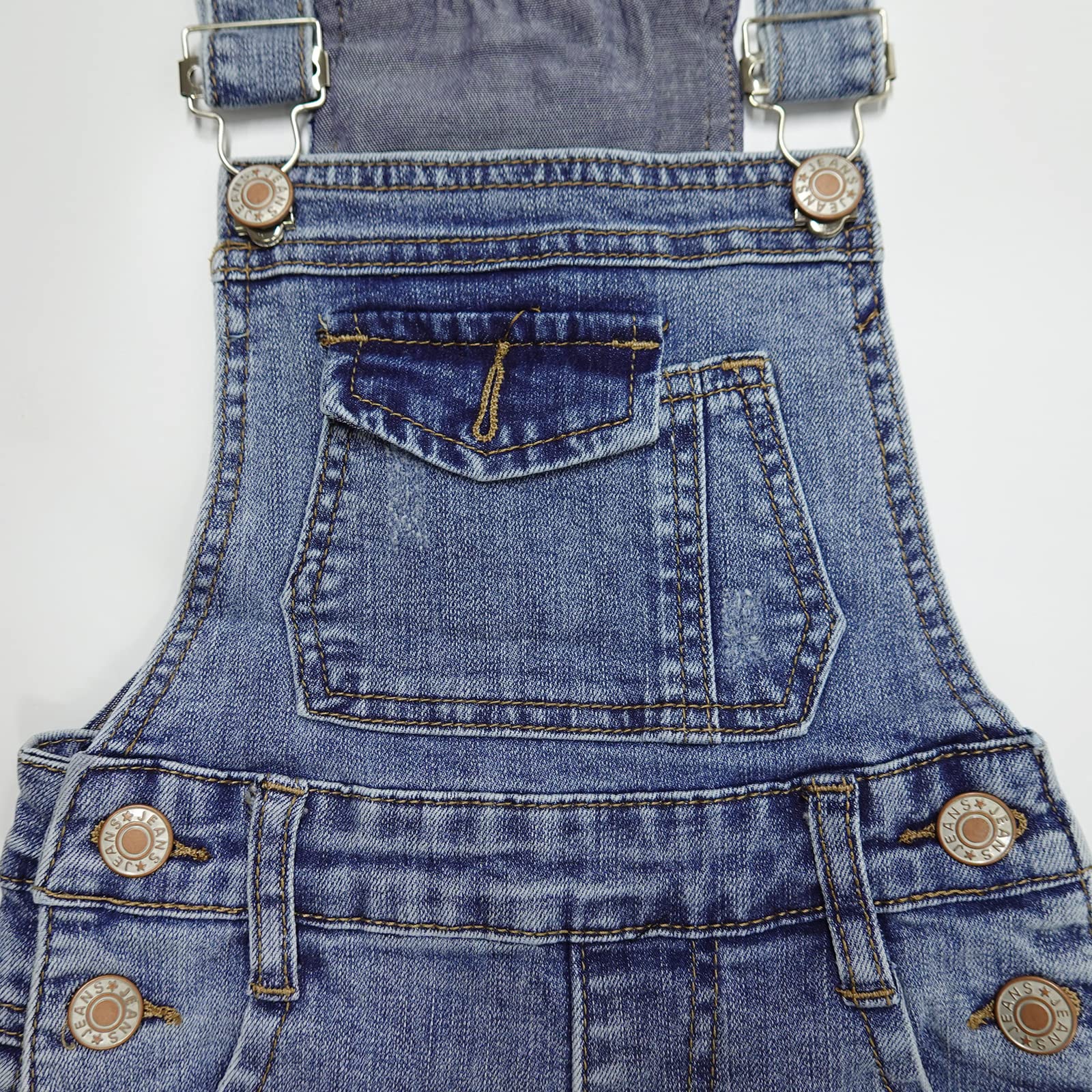 KIDSCOOL SPACE Jeans slim fit per bambini piccoli, salopette di jeans alla moda con taschino strappato