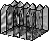 Simple Trending 5-Section Mesh Desktop File Sorter Organizer - Black Bookshelf for Home Office Desk Storage