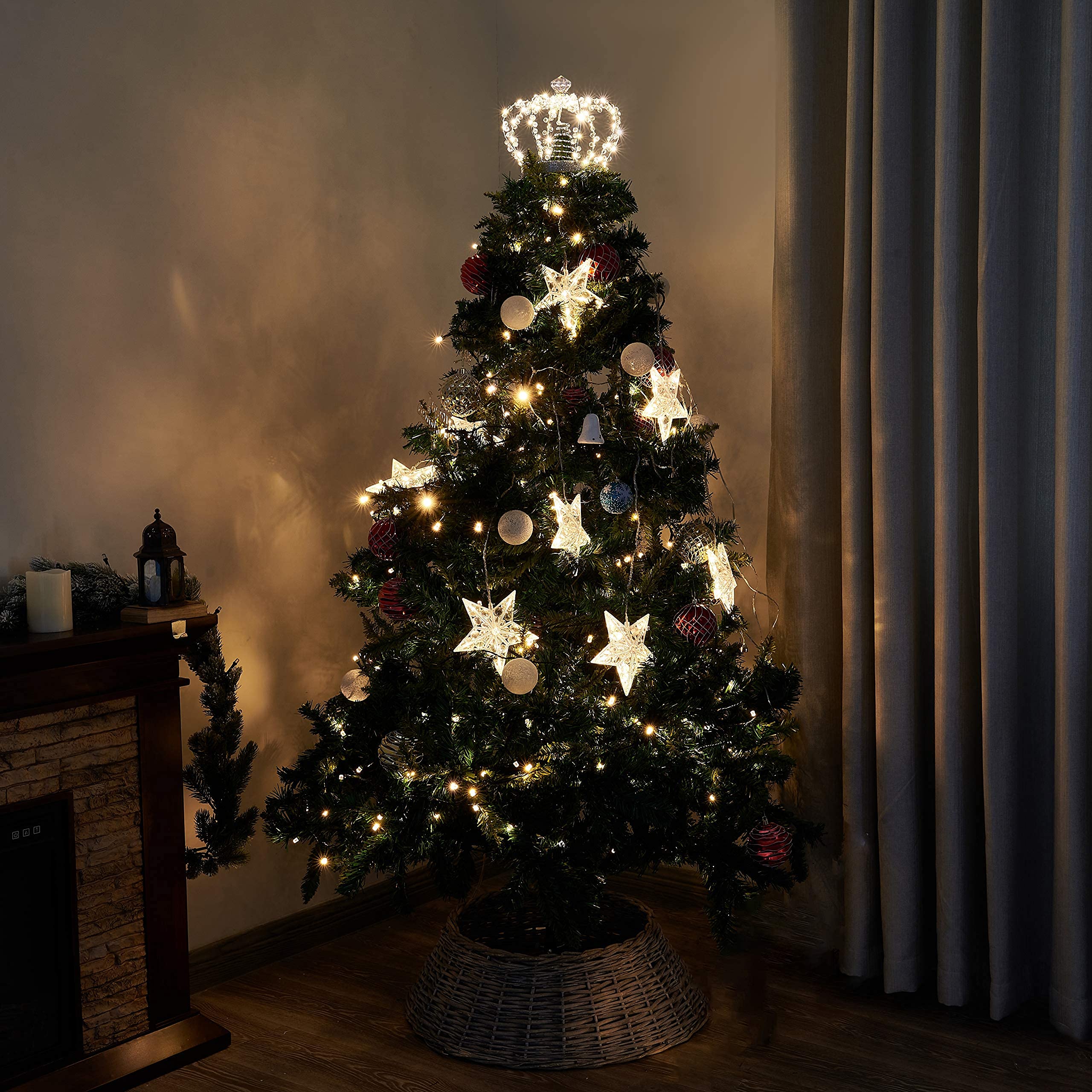 Buy PEIDUO Christmas Jeweled Crown Tree Topper Adapter Plug in with 60