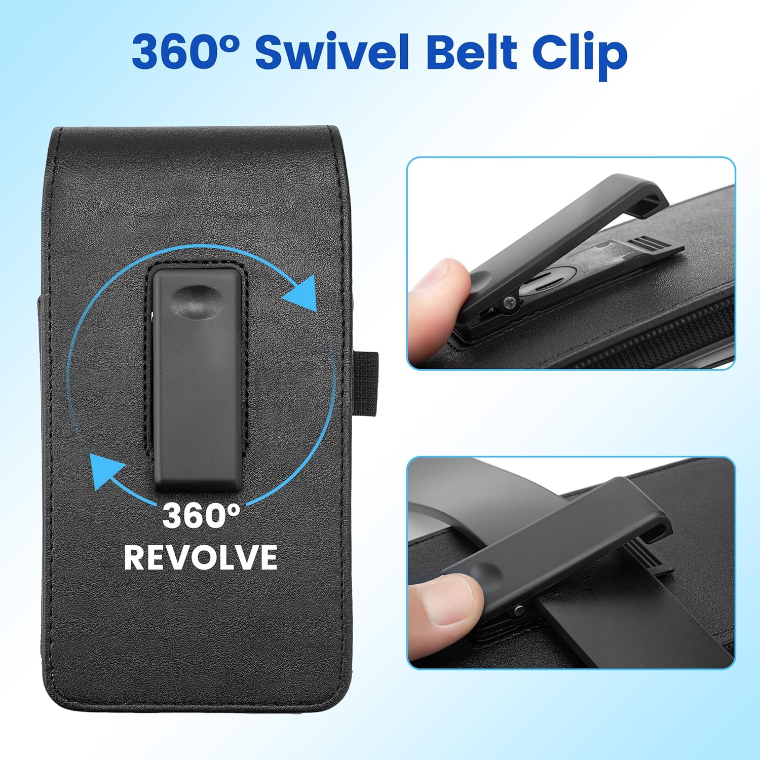 Mopaclle Phone Holster with 360° Rotating Clip,Cell Phone Belt Holder Compatible with iPhone 17 Pro Max/Air,iPhone 16 Pro Max,15 14 Pro Max & Plus,Galaxy S25+/S24+/S23+ & FE Models, Fit with Case On - Image 3