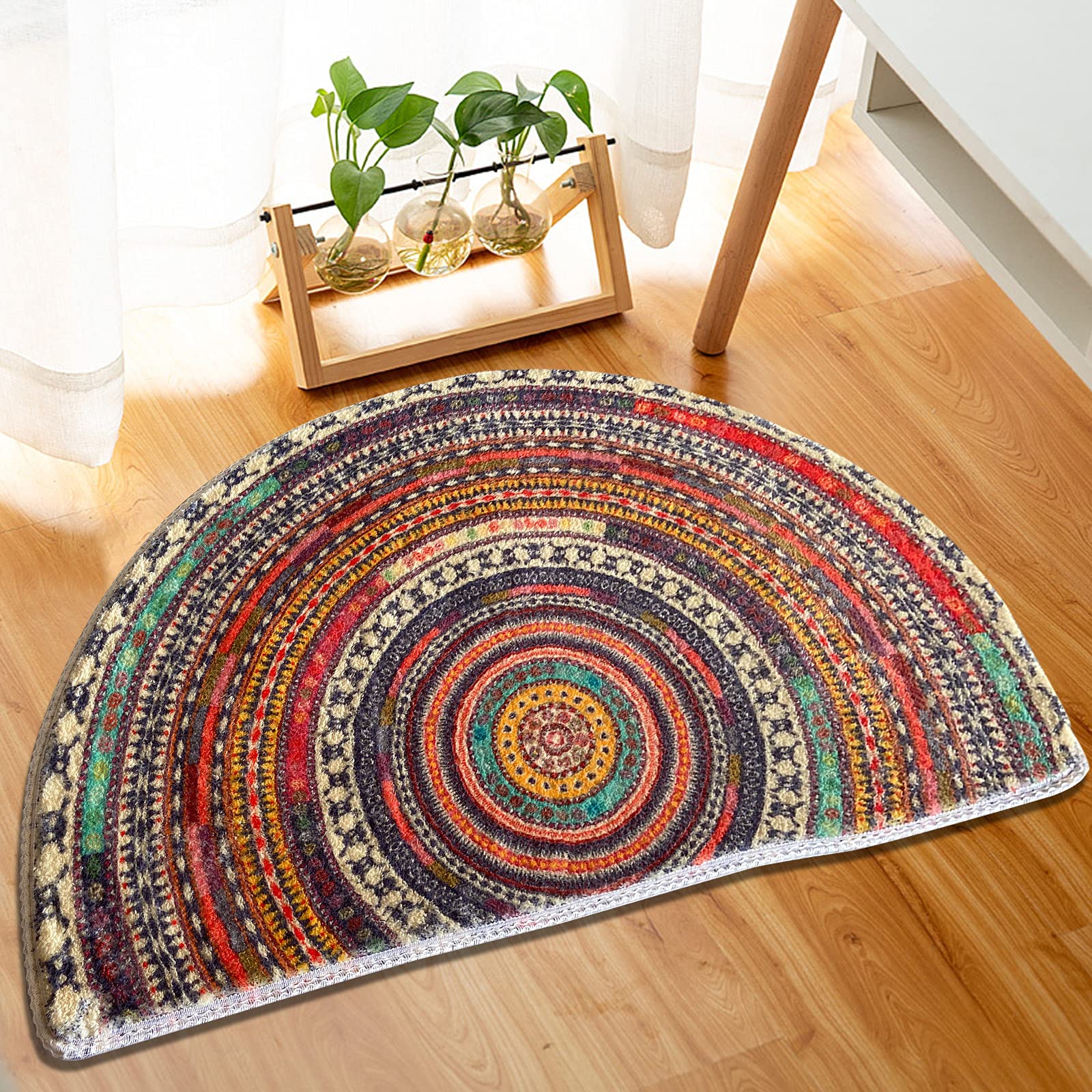 Zerbino Assorbiacqua Mandala 45x75 Cm – Tappeto Ingresso In Cotone Felpato Antiscivolo, Memory Foam