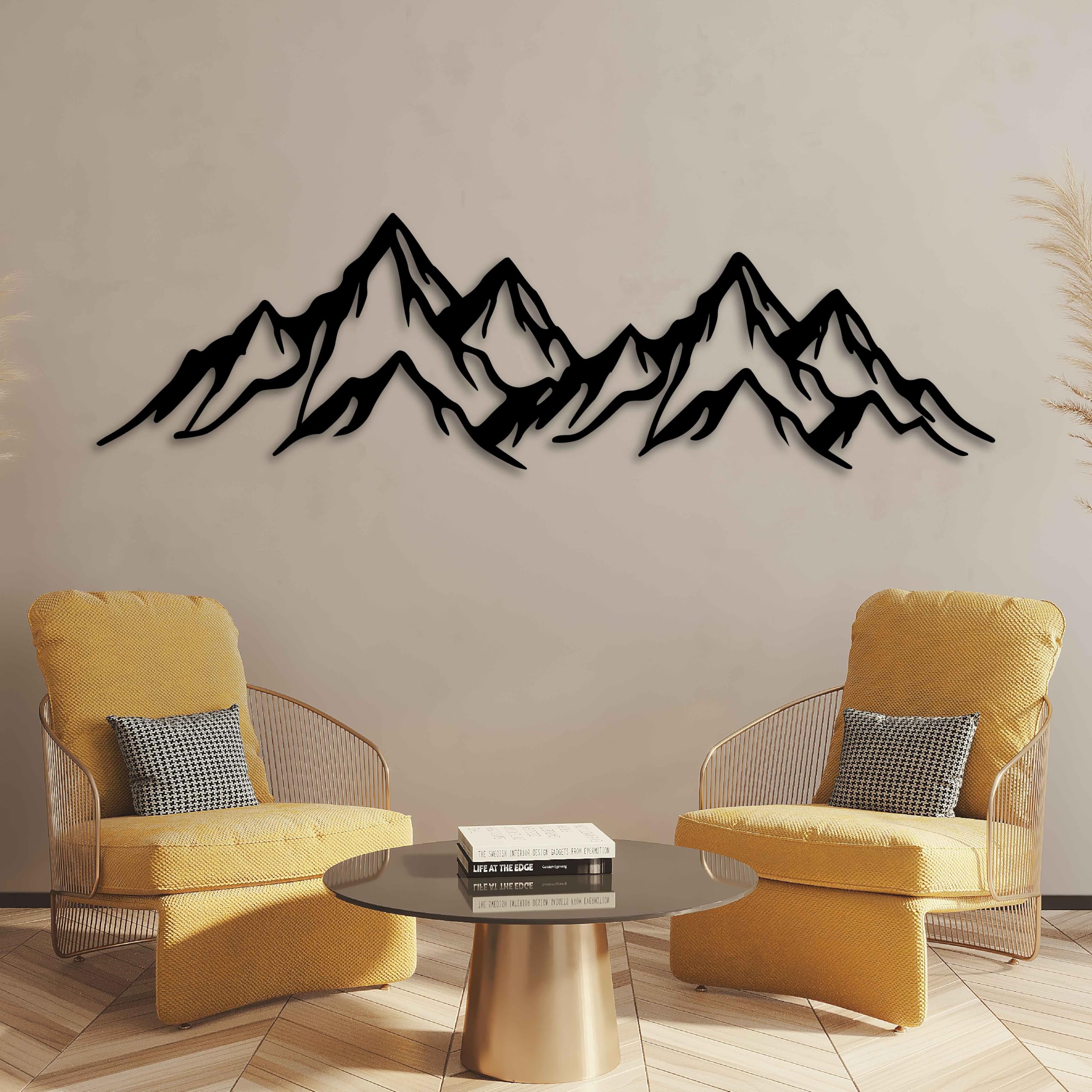KAWA METALWORKS Extra Large Mountain Metal Wall Art, Hills Metal Wall Decor, Horizontal Metal Wall Sculpture, Large Nature Wall Decor Over the Bed,