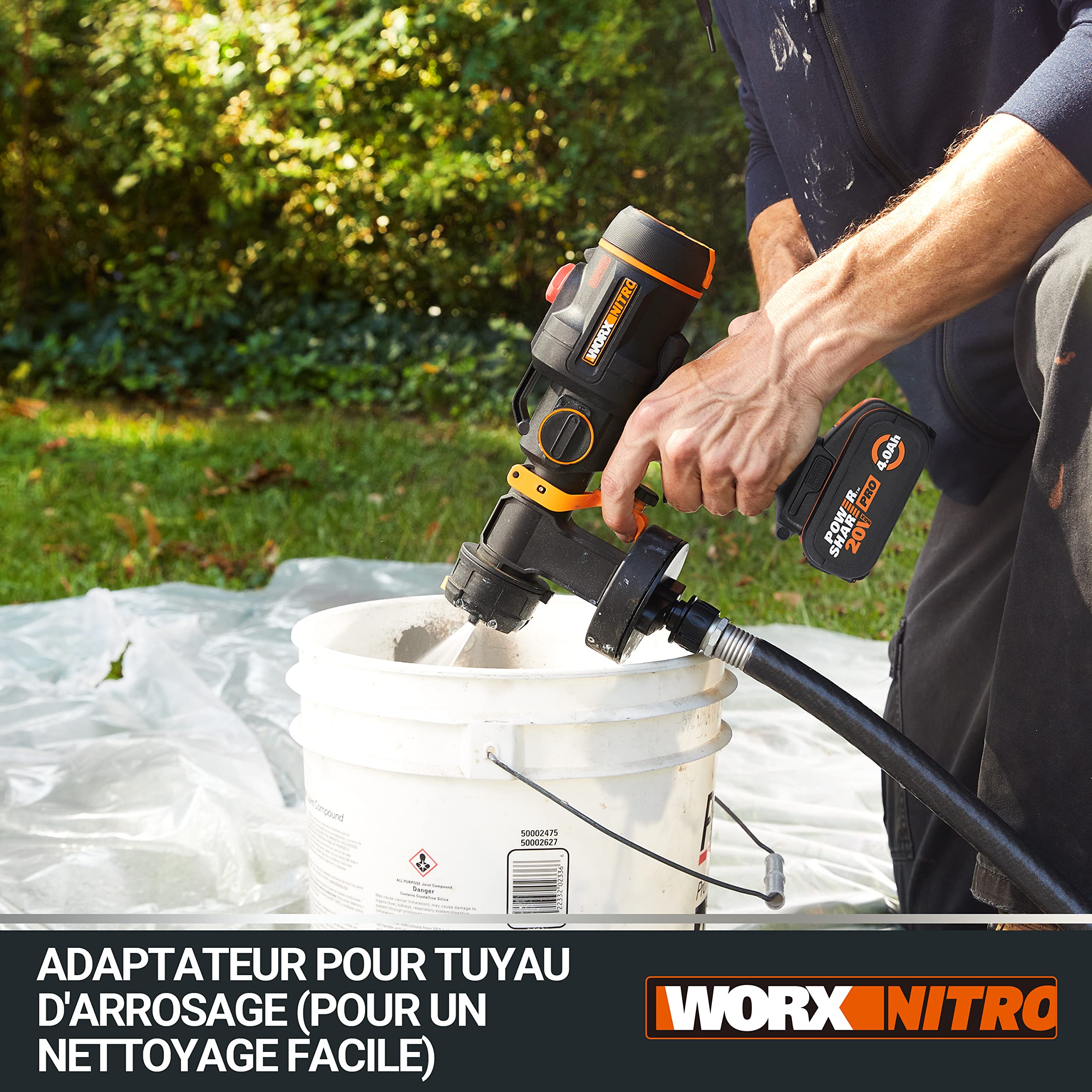 WORX Pistolet à Peinture sans Fil 20V WX020.9 | Puissant moteur sans balais, 3 modes de pulvérisation et 4 buses, nettoyage facile et application uniforme
