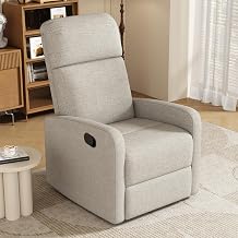 Modern Recliner Chair, Manual Recliner with Adjustable Backrest & Footrest, Comfortable Home Theater Recliner for Living Room, Bedroom & Office Wheat