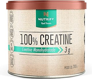 Nutrify - 100% Creatine 3g de Creatina por Dose - Suplemento Alimentar para Suporte Energético - Sem Glúten, Sem Lactose, Sem Açúcar, Vegana - Lata 300g - Produto 4 mais recomendado com 4.8 estrelas