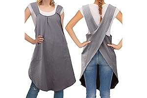 2-Pack Japanese Aprons for Women, Linen Cross Back Cooking Aprons