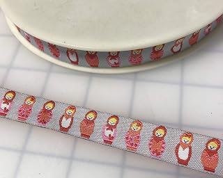Russian Doll Matryoshka Jacquard Ribbon Trim 5/8" Made in France
