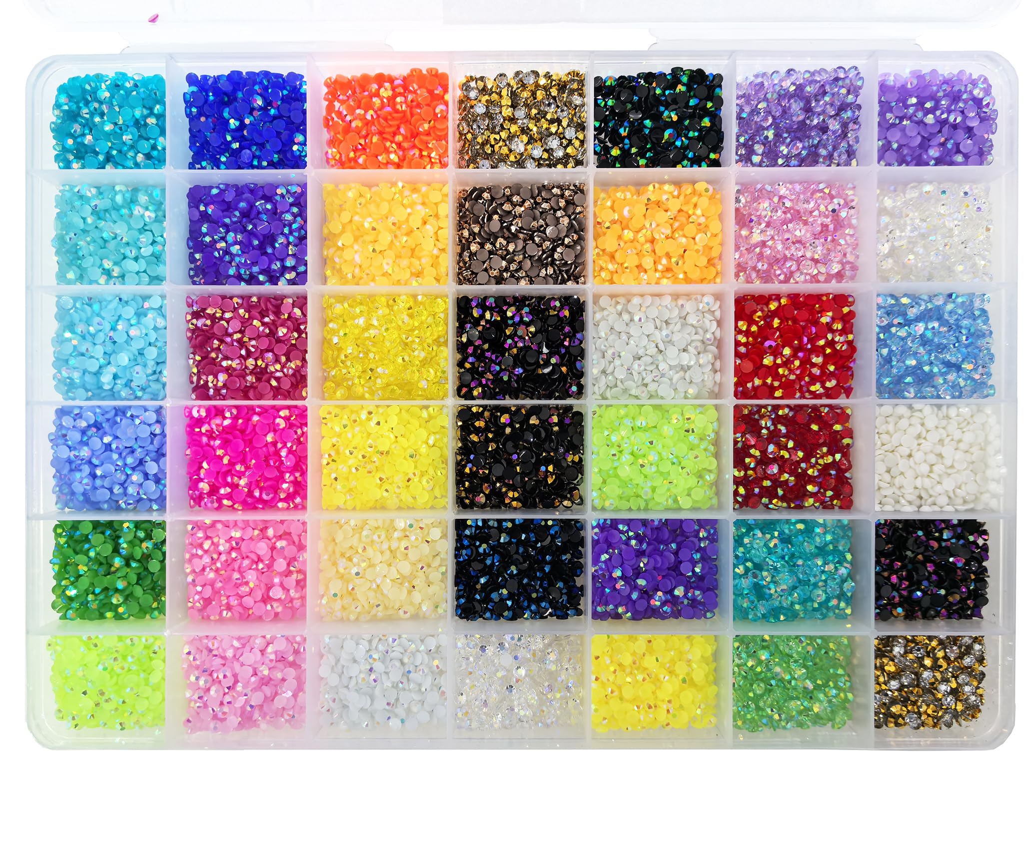 42 Couleurs Strass Ongle Nail Art, BetterJonny 3mm Strass Ongle Cristal Nail Art Diamants en Cristal à Dos Plat Strass pour Ongles Strasss pour Art d’Ongles (B)