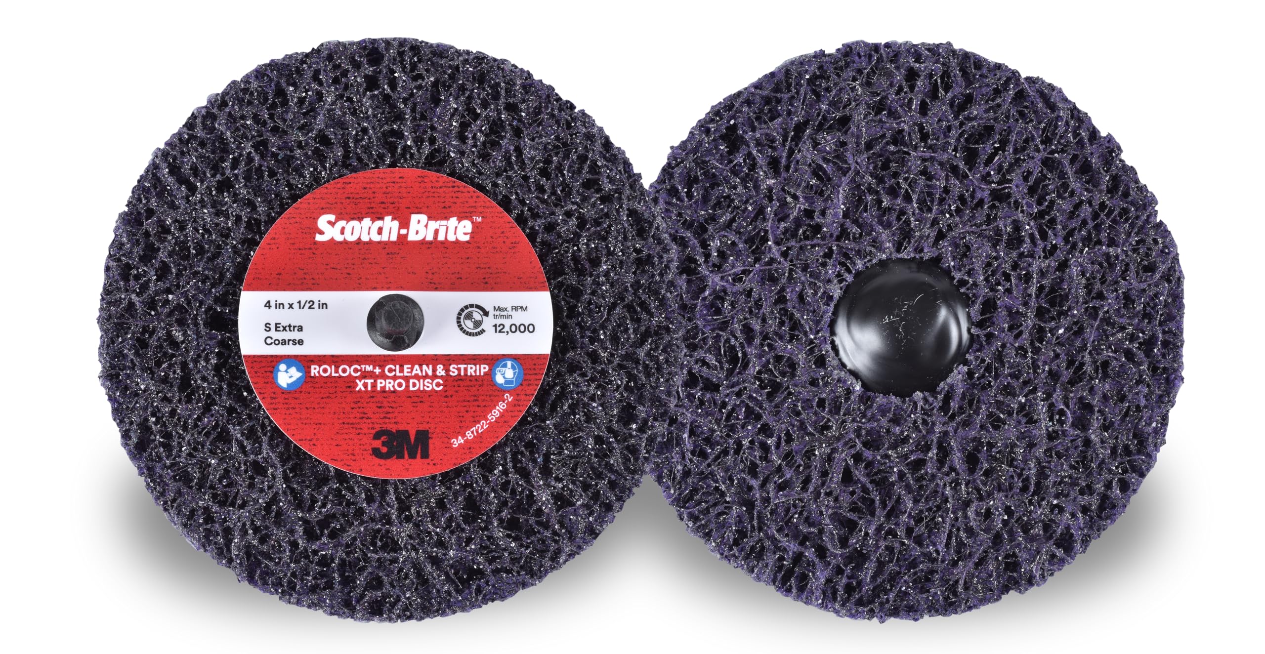 Scotch-Brite Roloc+ Clean and Strip XT Pro Disc XO-ZR, 100 mm x 13 mm x 6 mm, S XCRS, Purple, 1 per Package