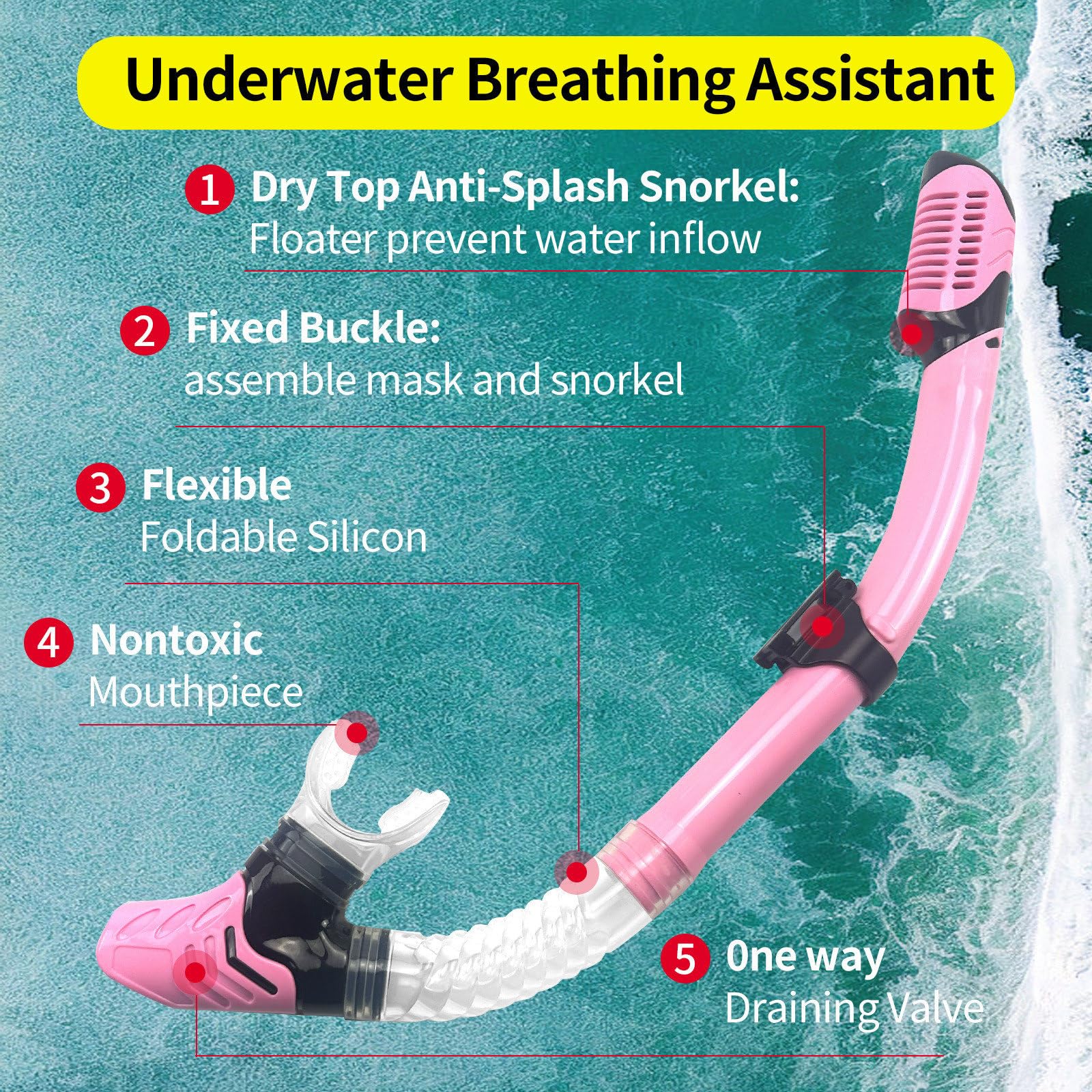 POPOYU Schnorchelmaske Erwachsene,Schnorchelset Tauchermaske Erwachsene,Taucherbrille mit Schnorchel Tauchmaske CO2 Sicher Cressi Taucherbrille zum Schnorcheln Alternative Schnorchelausrüstung(Pink)