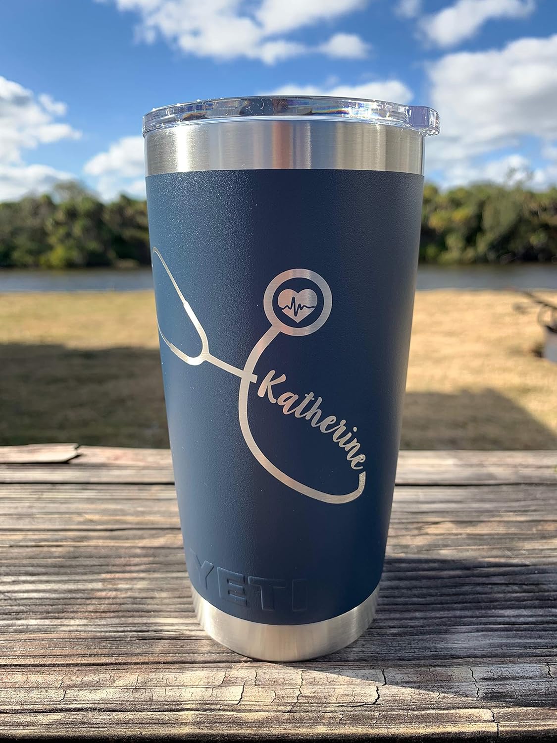 Stethoscope Design w/Custom Name Engraved yeti Stainless Steel Travel Mug - NOT A STICKER! - Image 4