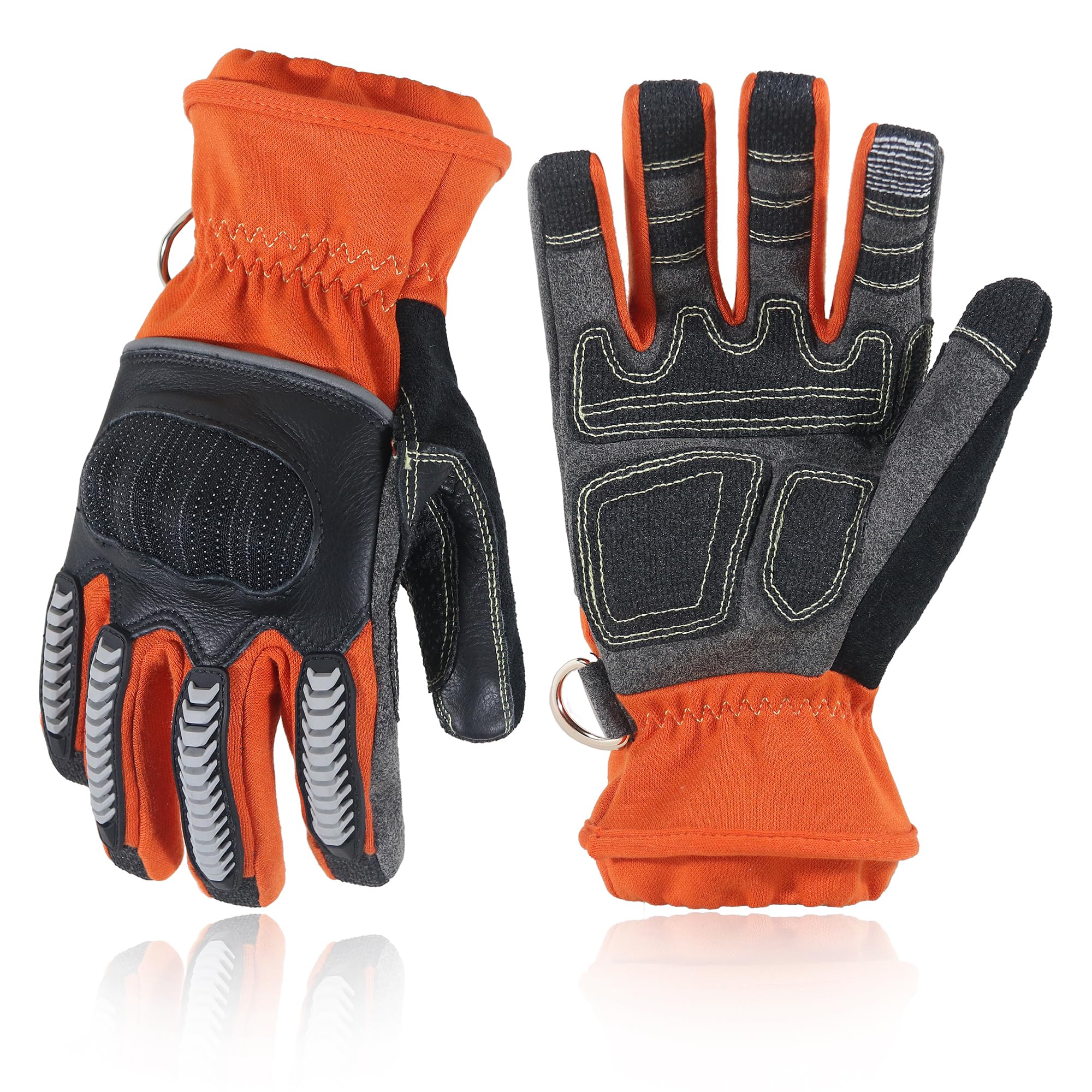 HANDLANDY Firefighter Rescue & Extrication Gloves, Heavy Duty Impact Work Gloves, Heat & Flame Resistant