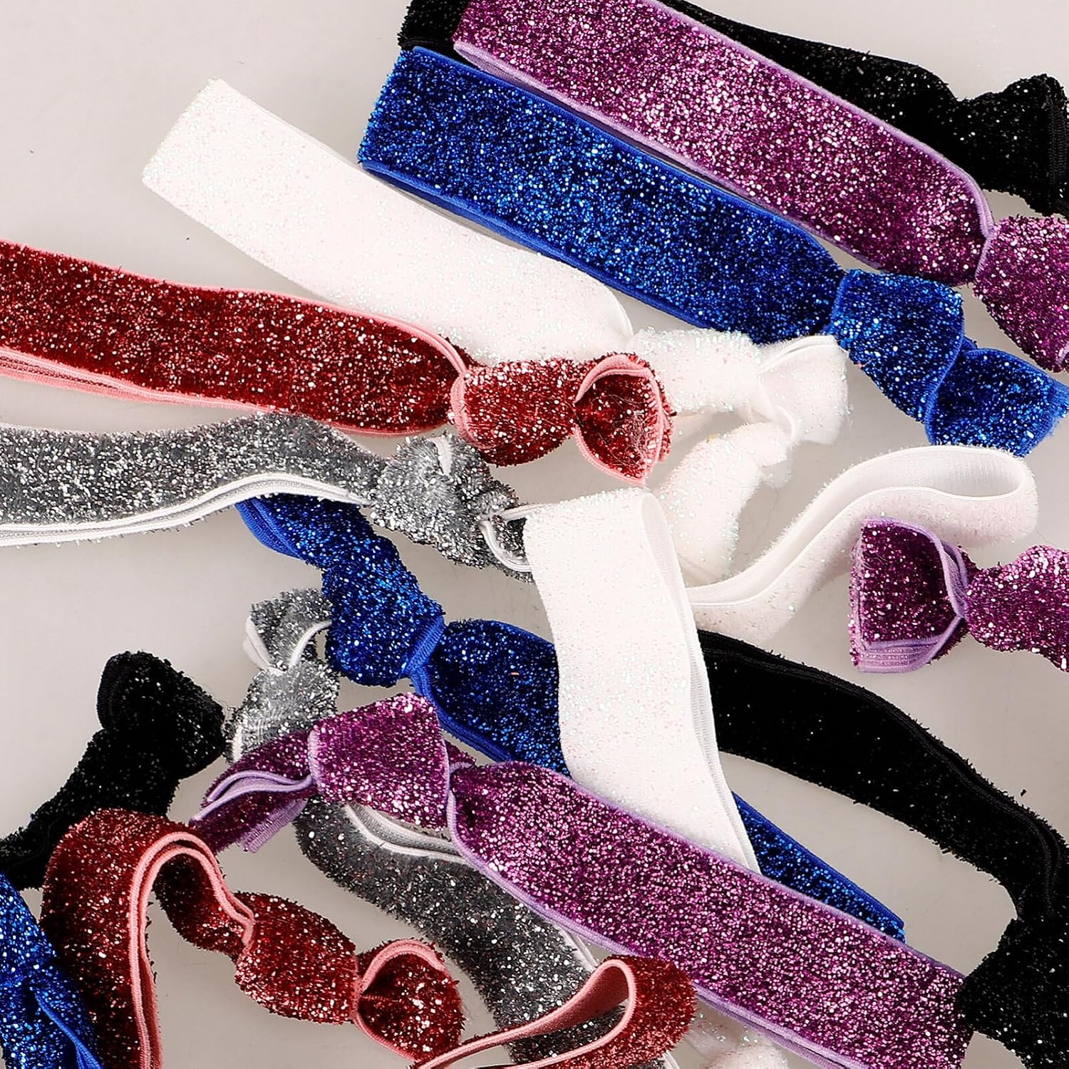 FRCOLOR 18Pcs Glitter Elastic No Crease Hair Ties for Girls Women Kids Sparkly Ponytail Holders Stretchy Hair Bands for Sports Dance Yoga Everyday Use