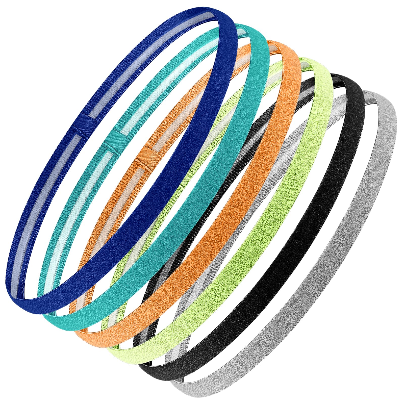 Hemiks6 Pcs Sports Headband, Non-Slip Elastic Headband Running Headband Sweat Bands Head, Unisex Head Bands Hair Bands for Women Yoga Football Jogging